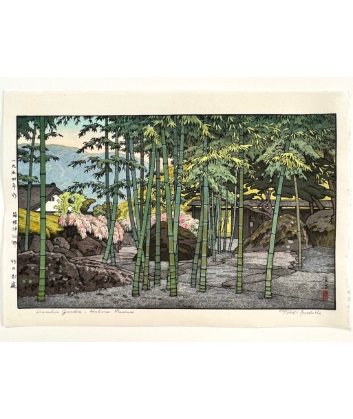 Estampe Japonaise de Yoshida Toshi | Jardin de Bambou au Musée d'Hakone soldes