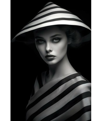 Tableau Femme Chapeau Noir et Blanc pour bénéficier 