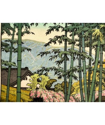 Estampe Japonaise de Yoshida Toshi | Jardin de Bambou au Musée d'Hakone soldes