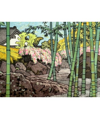 Estampe Japonaise de Yoshida Toshi | Jardin de Bambou au Musée d'Hakone soldes