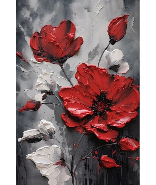 Tableau Fleur Rouge et Gris Jusqu'à 80% De Réduction