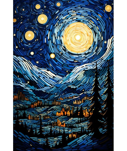 Tableau Montagne Nuit le des métaux précieux