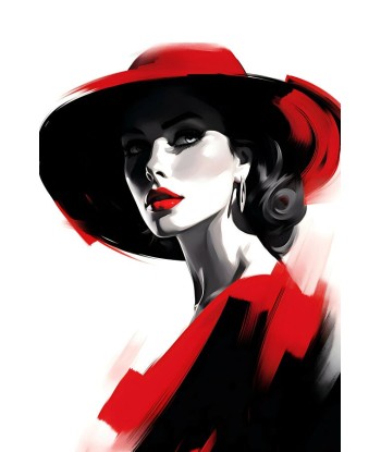 Tableau Femme Chapeau Rouge Amélioration de cerveau avec