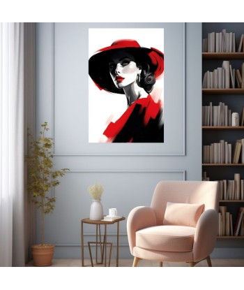 Tableau Femme Chapeau Rouge Amélioration de cerveau avec