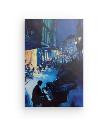 Tableau Piano Mélodie Bleue d'une Nuit Urbaine destockage