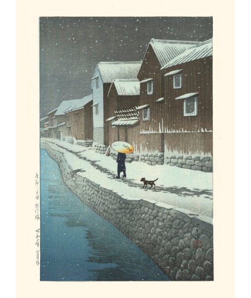 Neige à Shinkawabata Handa de Hasui Kawase | Reproduction Fine Art prix