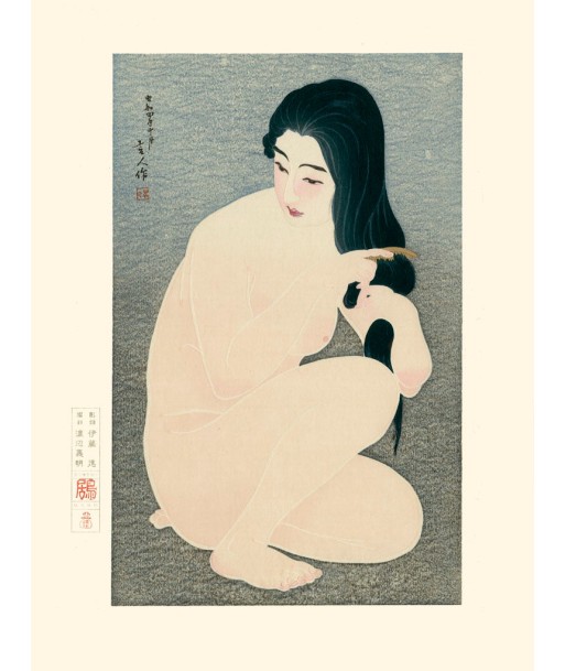 Femme nue se coiffant de Tori Kotondo | Reproduction Fine-Art la livraison gratuite