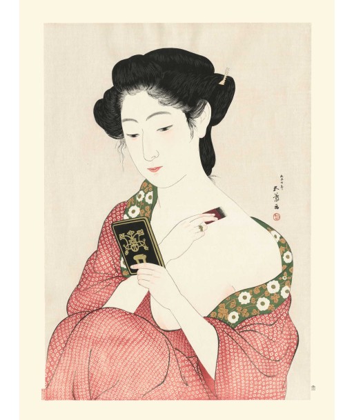 Femme s’appliquant son maquillage de Goyo Hashiguchi | Reproduction Fine Art basket pas cher